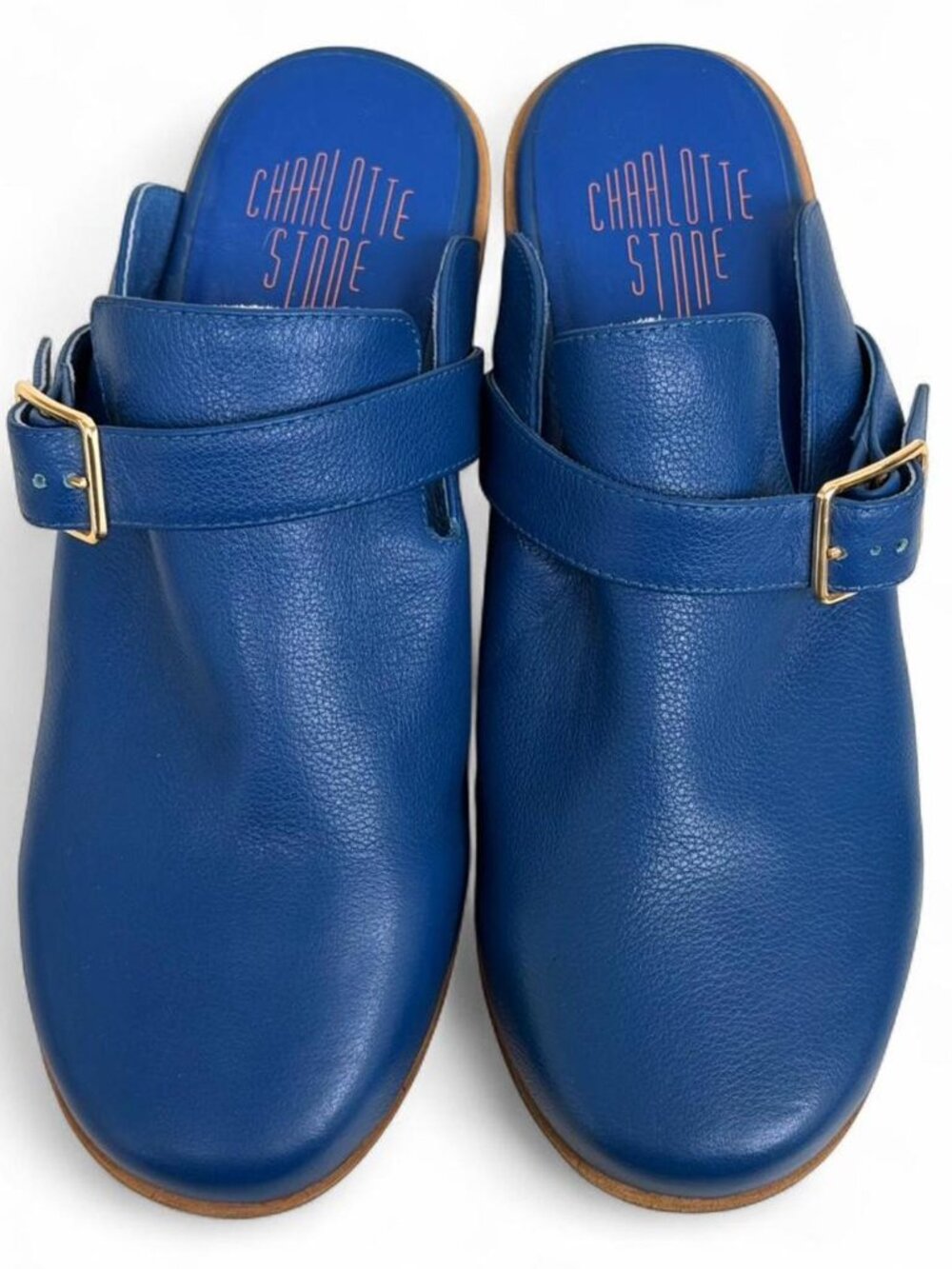 Charlotte Stone Women's Blue Alba Buckle Clogs